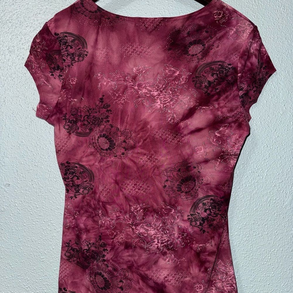 Vintage Suzie Burgundy Floral Top – Size Small | Made in USA - Picture 6 of 6